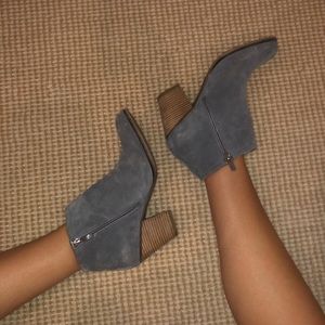 Grey short heeled booties